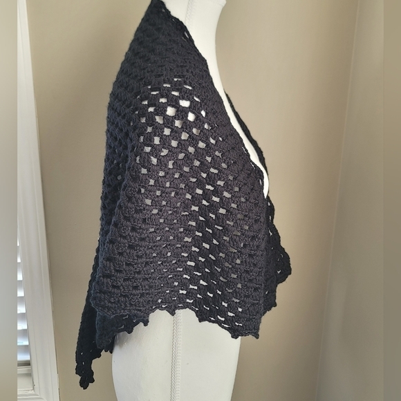 Black Triangle Scarf Handmade Knitted Scarf #1067 - Picture 4 of 11